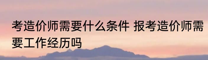 考造价师需要什么条件 报考造价师需要工作经历吗