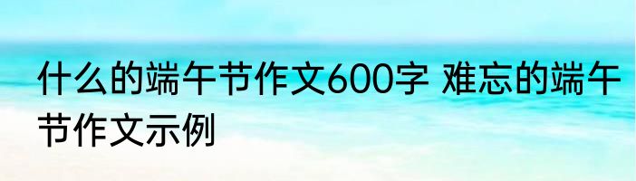 什么的端午节作文600字 难忘的端午节作文示例