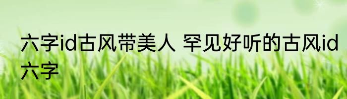 六字id古风带美人 罕见好听的古风id六字