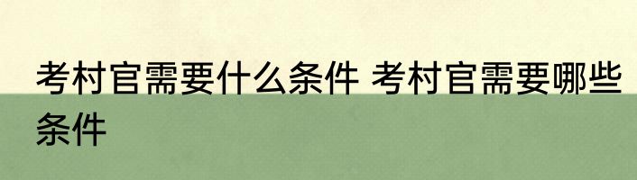 考村官需要什么条件 考村官需要哪些条件
