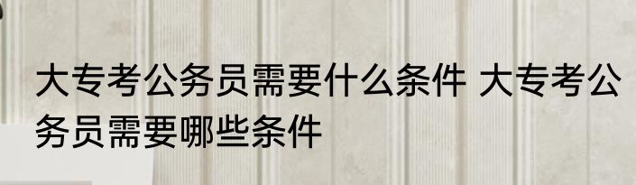 大专考公务员需要什么条件 大专考公务员需要哪些条件