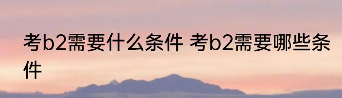 考b2需要什么条件 考b2需要哪些条件