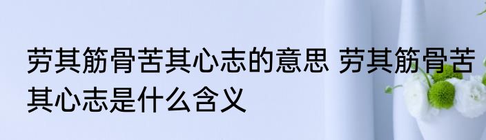 劳其筋骨苦其心志的意思 劳其筋骨苦其心志是什么含义