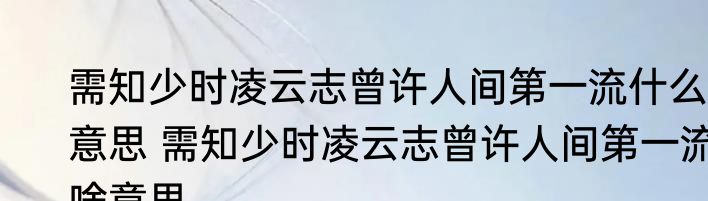 需知少时凌云志曾许人间第一流什么意思 需知少时凌云志曾许人间第一流啥意思