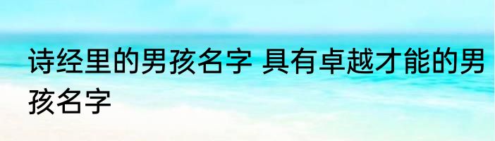 诗经里的男孩名字 具有卓越才能的男孩名字