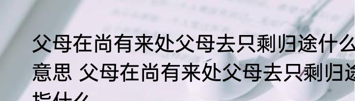 父母在尚有来处父母去只剩归途什么意思 父母在尚有来处父母去只剩归途指什么