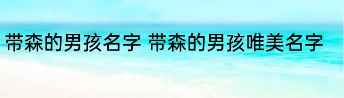 带森的男孩名字 带森的男孩唯美名字