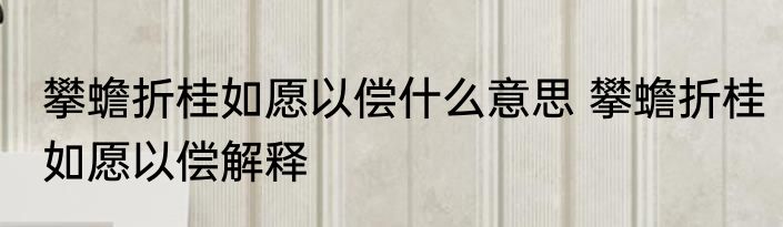 攀蟾折桂如愿以偿什么意思 攀蟾折桂如愿以偿解释