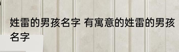 姓雷的男孩名字 有寓意的姓雷的男孩名字