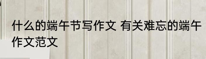 什么的端午节写作文 有关难忘的端午作文范文