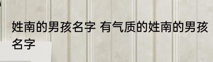 姓南的男孩名字 有气质的姓南的男孩名字
