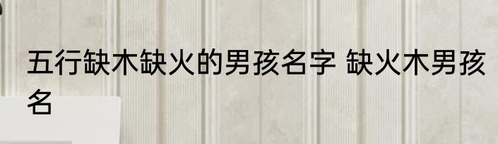 五行缺木缺火的男孩名字 缺火木男孩名
