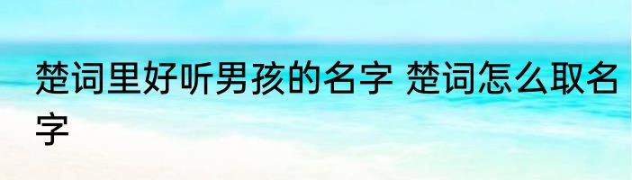 楚词里好听男孩的名字 楚词怎么取名字
