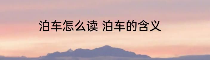 泊车怎么读 泊车的含义