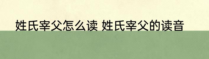 姓氏宰父怎么读 姓氏宰父的读音
