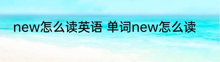 new怎么读英语 单词new怎么读