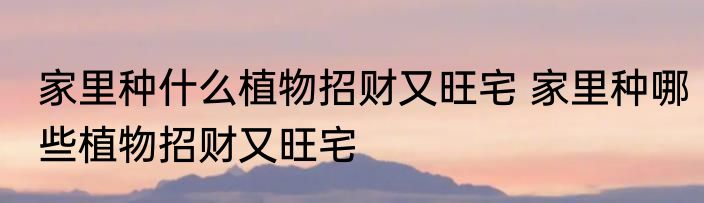 家里种什么植物招财又旺宅 家里种哪些植物招财又旺宅