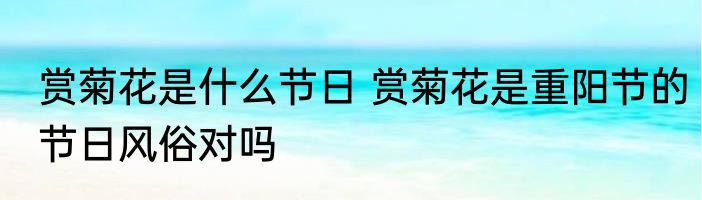 赏菊花是什么节日 赏菊花是重阳节的节日风俗对吗