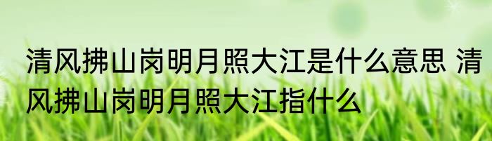 清风拂山岗明月照大江是什么意思 清风拂山岗明月照大江指什么