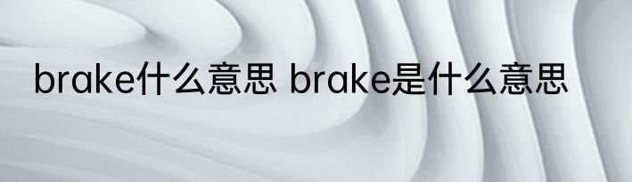 brake什么意思 brake是什么意思