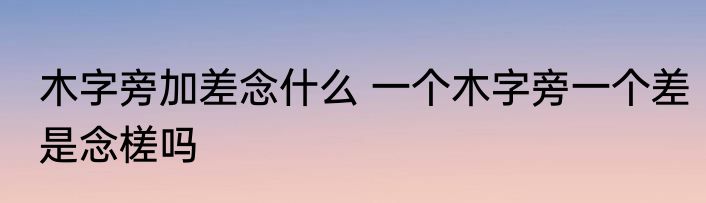 木字旁加差念什么 一个木字旁一个差是念槎吗