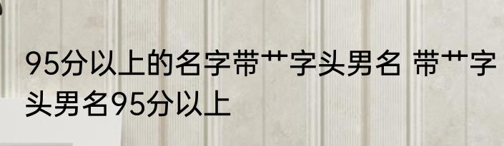 95分以上的名字带艹字头男名 带艹字头男名95分以上