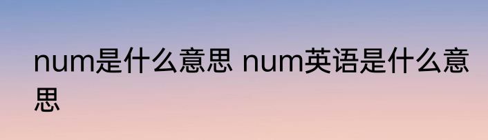 num是什么意思 num英语是什么意思