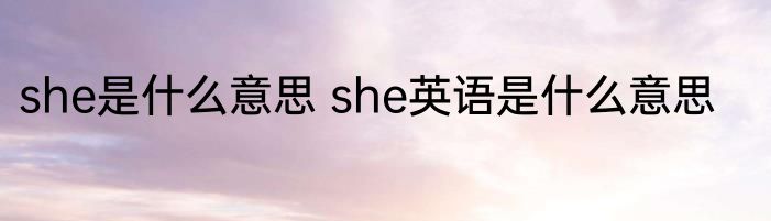 she是什么意思 she英语是什么意思
