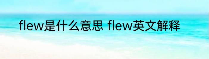 flew是什么意思 flew英文解释