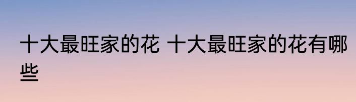 十大最旺家的花 十大最旺家的花有哪些