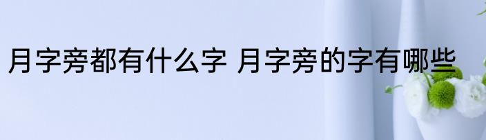 月字旁都有什么字 月字旁的字有哪些
