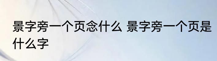 景字旁一个页念什么 景字旁一个页是什么字