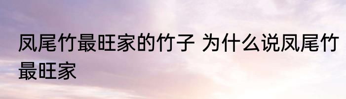 凤尾竹最旺家的竹子 为什么说凤尾竹最旺家