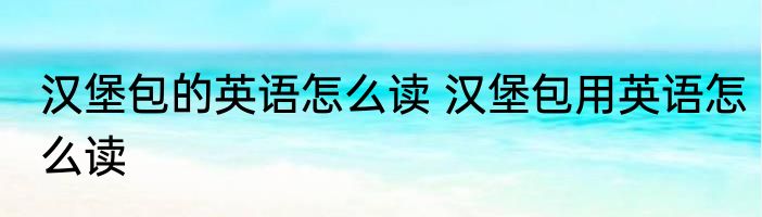 汉堡包的英语怎么读 汉堡包用英语怎么读