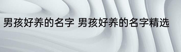 男孩好养的名字 男孩好养的名字精选