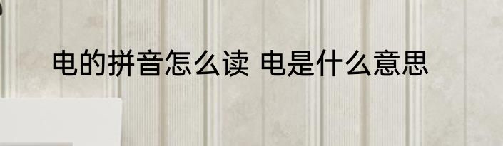 电的拼音怎么读 电是什么意思
