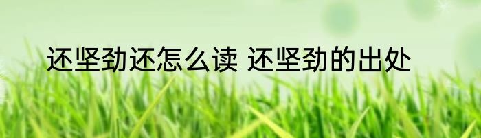 还坚劲还怎么读 还坚劲的出处