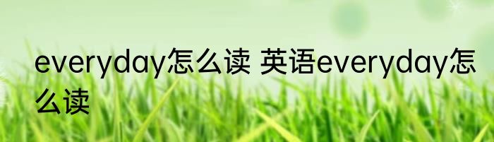everyday怎么读 英语everyday怎么读