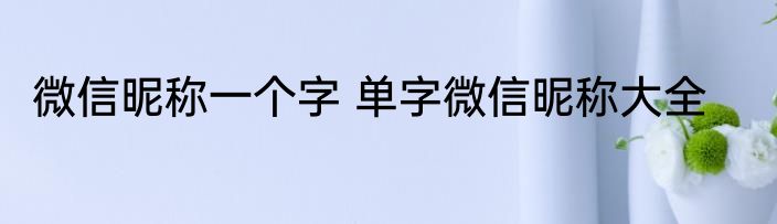 微信昵称一个字 单字微信昵称大全