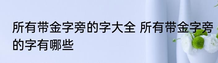 所有带金字旁的字大全 所有带金字旁的字有哪些