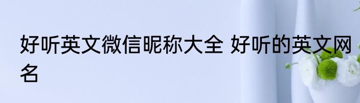 好听英文微信昵称大全 好听的英文网名