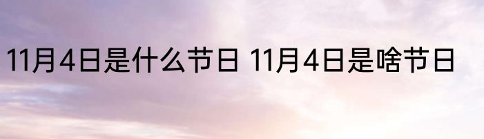 11月4日是什么节日 11月4日是啥节日
