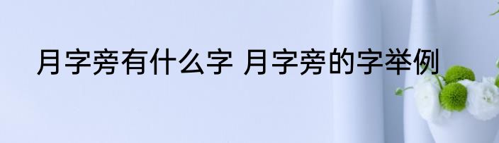 月字旁有什么字 月字旁的字举例