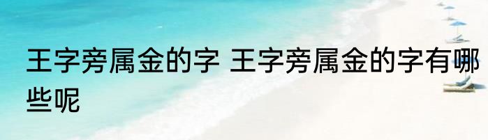 王字旁属金的字 王字旁属金的字有哪些呢