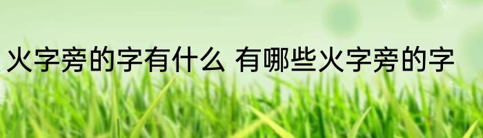 火字旁的字有什么 有哪些火字旁的字