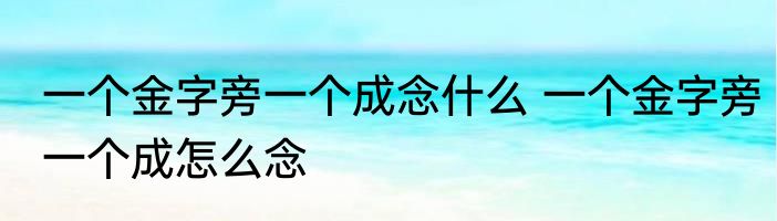 一个金字旁一个成念什么 一个金字旁一个成怎么念