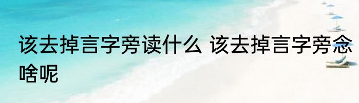该去掉言字旁读什么 该去掉言字旁念啥呢