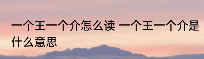 一个王一个介怎么读 一个王一个介是什么意思