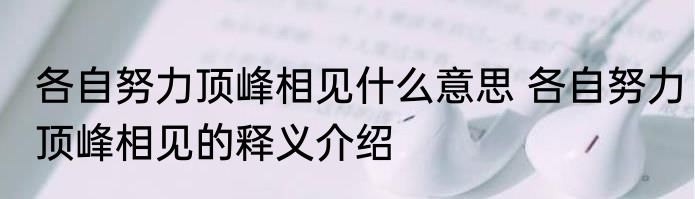 各自努力顶峰相见什么意思 各自努力顶峰相见的释义介绍
