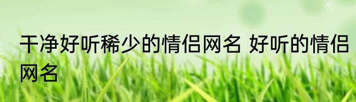 干净好听稀少的情侣网名 好听的情侣网名